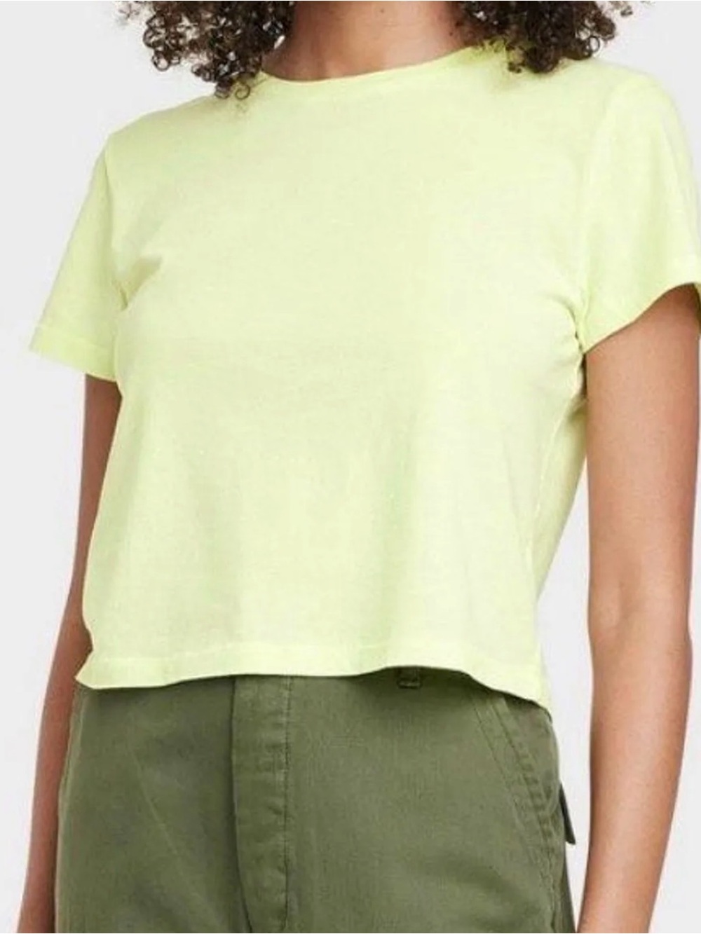 Light Yellow Crop Tee - Women's Casual Top